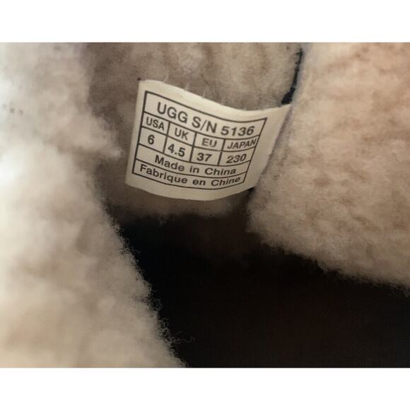 UGG Cove Winter Boots Womens Size 6 Black Leather Shearling Lined Comfort Shoes - Picture 10 of 10